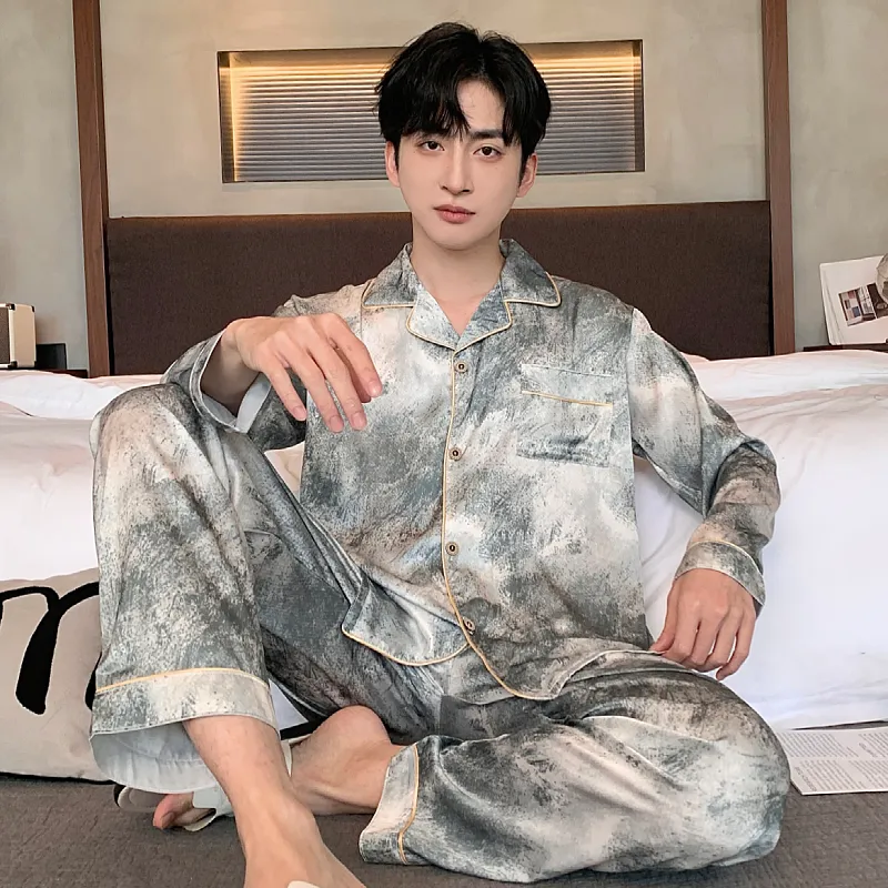 Qiao Ni Tong Pajama Set Men's Emerald Green-1