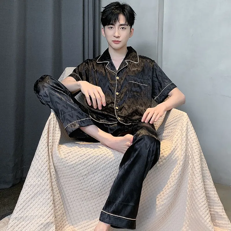 Qiao Ni Tong Pajama Set Men's Premium Black-5