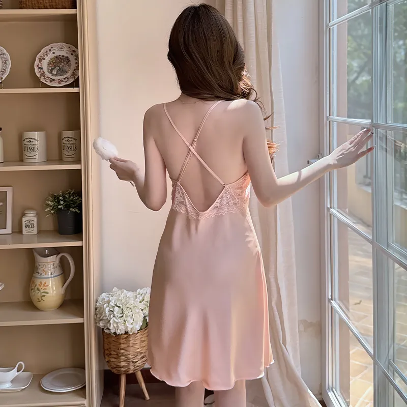 Qiao Ni Tong Nightgown Women's Soft Pink-3