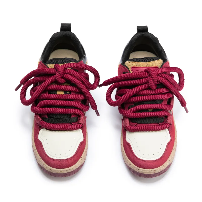 SENGUOGUO Slip Resistant Height Increasing Wear Resistant Low Top Skateboard Shoes Unisex Red-2