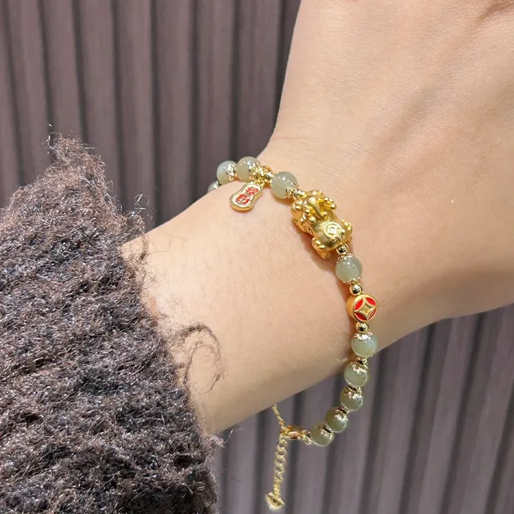 Yagu Bracelets Pale Greenish White Jade Unisex-1