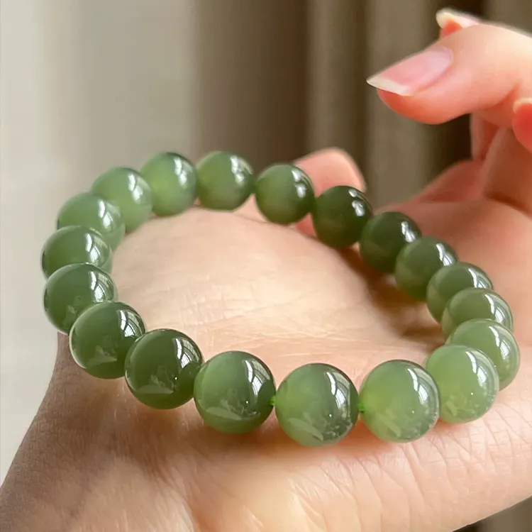 Yagu Hetian Jade Bracelets Pale Greenish White Jade Unisex-2