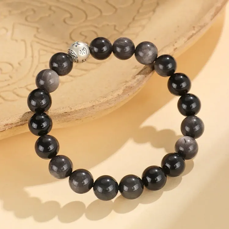 Yagu Natural Obsidian Bracelets Unisex-4