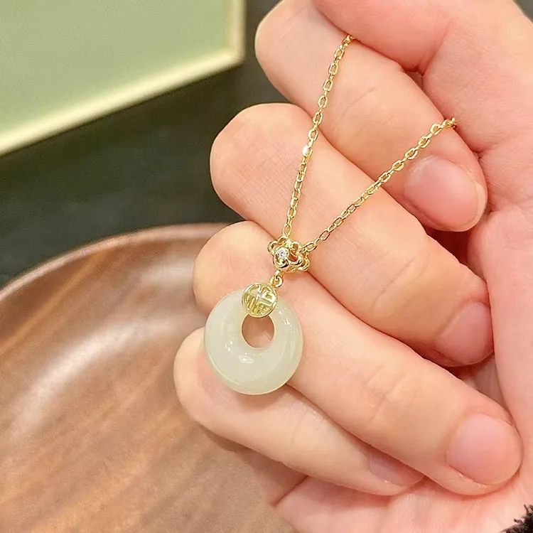 Yagu Hetian Jade Necklaces Green Jade Women's-4