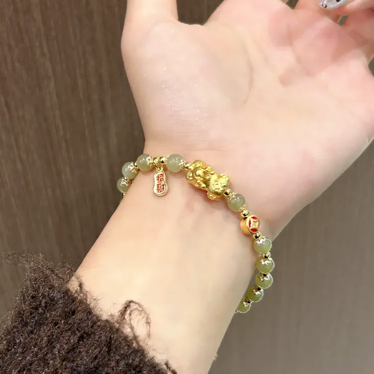 Yagu Bracelets Pale Greenish White Jade Unisex-2