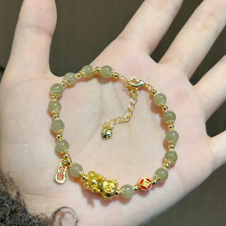 Yagu Bracelets Pale Greenish White Jade Unisex-5