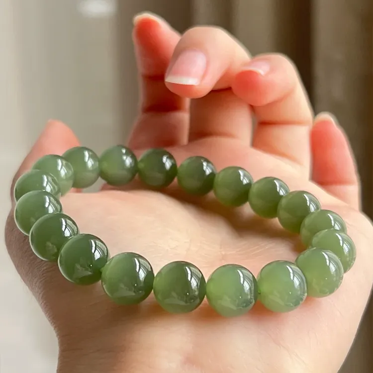 Yagu Hetian Jade Bracelets Pale Greenish White Jade Unisex-3