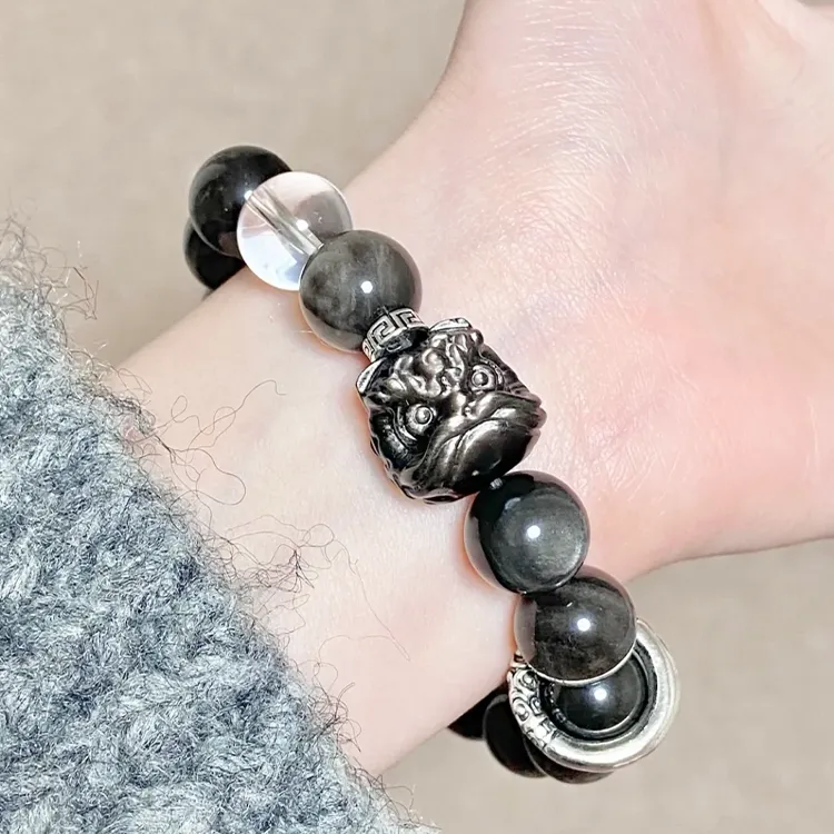 Yagu Natural Obsidian Bracelets Unisex-1