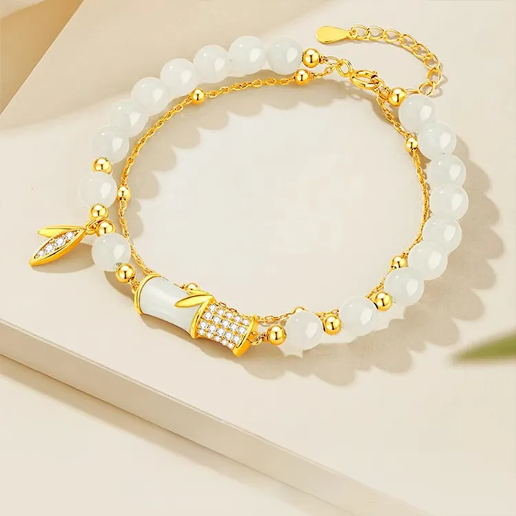 Yagu Bracelets Pale Greenish White Jade Women's-4