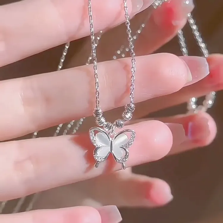 Yagu Glass Cat Eye Necklaces Women's-2
