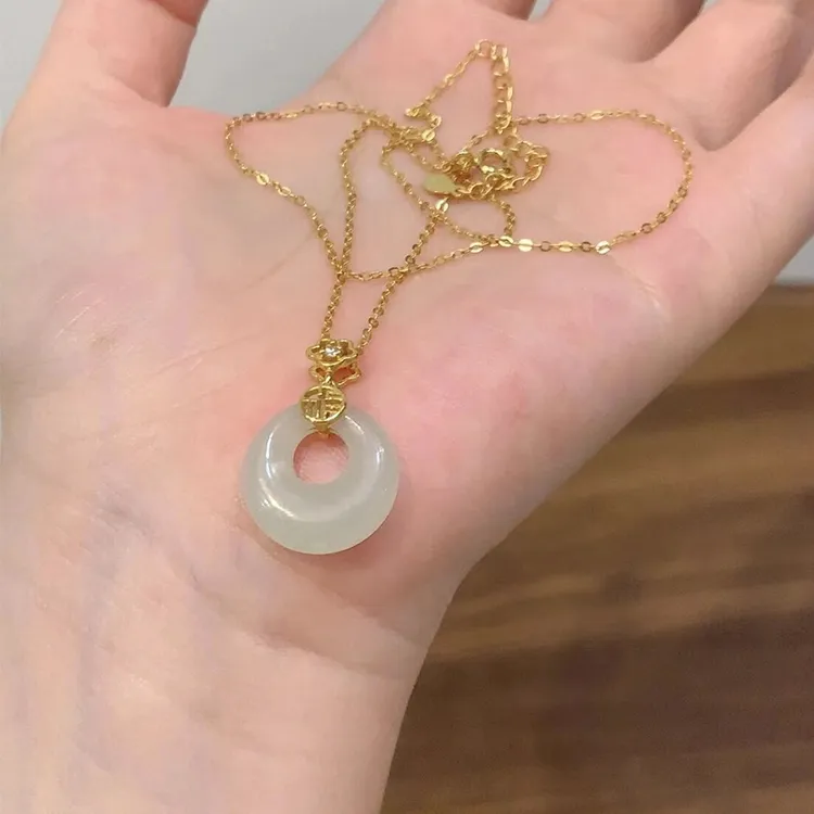 Yagu Hetian Jade Necklaces Green Jade Women's-5