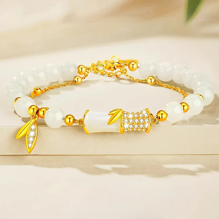 Yagu Bracelets Pale Greenish White Jade Women's-5