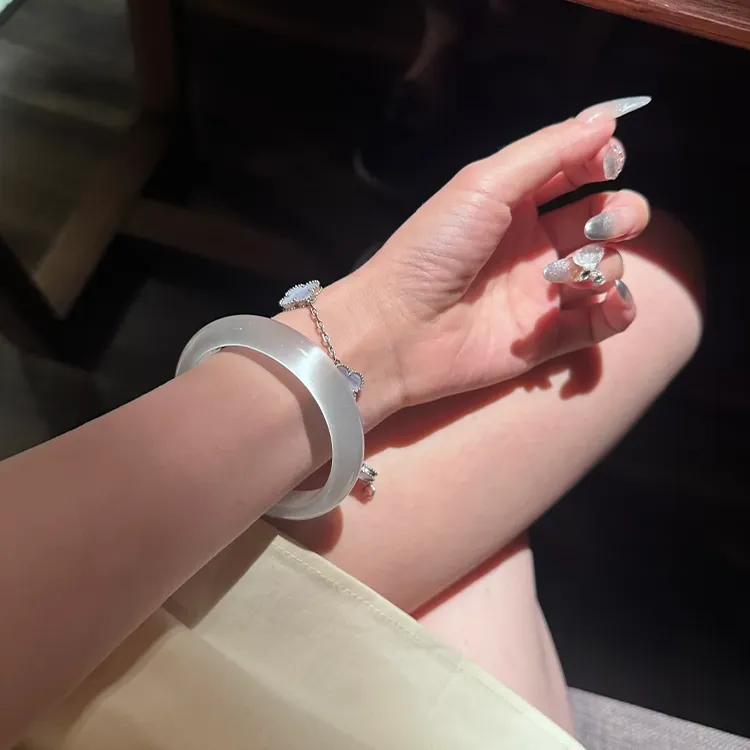 Yagu Glass Cat Eye Jade Bangles Women's-2