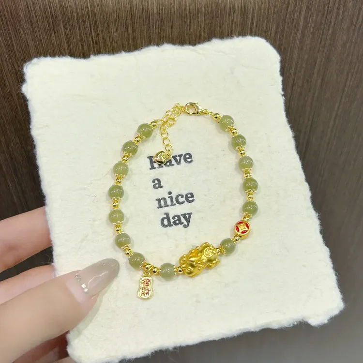 Yagu Bracelets Pale Greenish White Jade Unisex-3