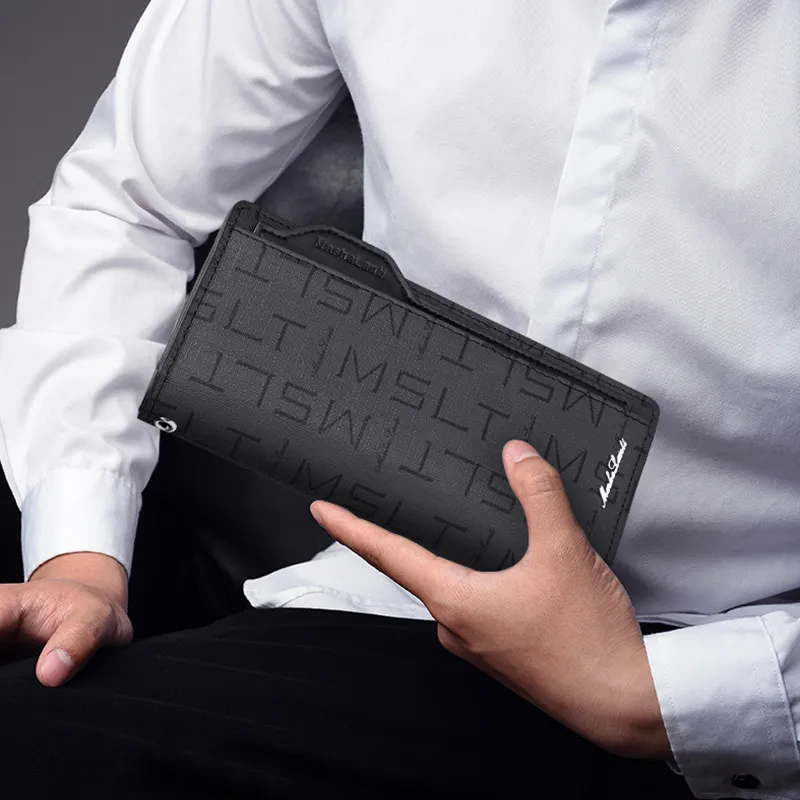 MashaLanti Soft Leather Clutches Card Holder Wallet Regular Men's Dark Gray-6