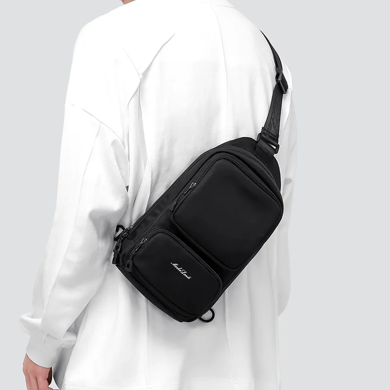 MashaLanti Oxford One Shoulder Crossbody Sling Bags Men's Smoke Gray/Black-6