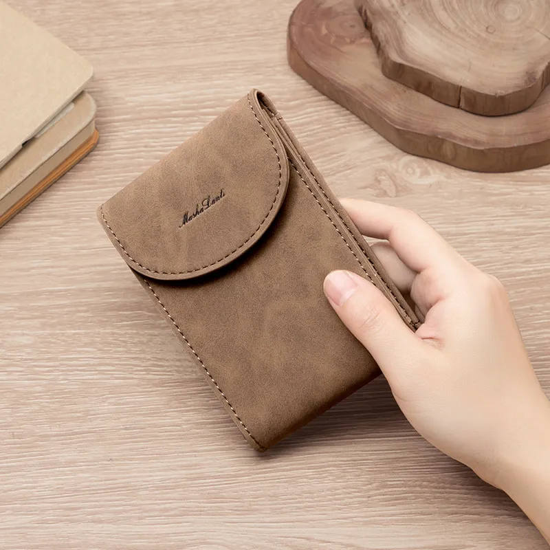 MashaLanti Synthetic Leather Extra Thin Document Wallet Card Holder Men's Coffee/Gray Green-5