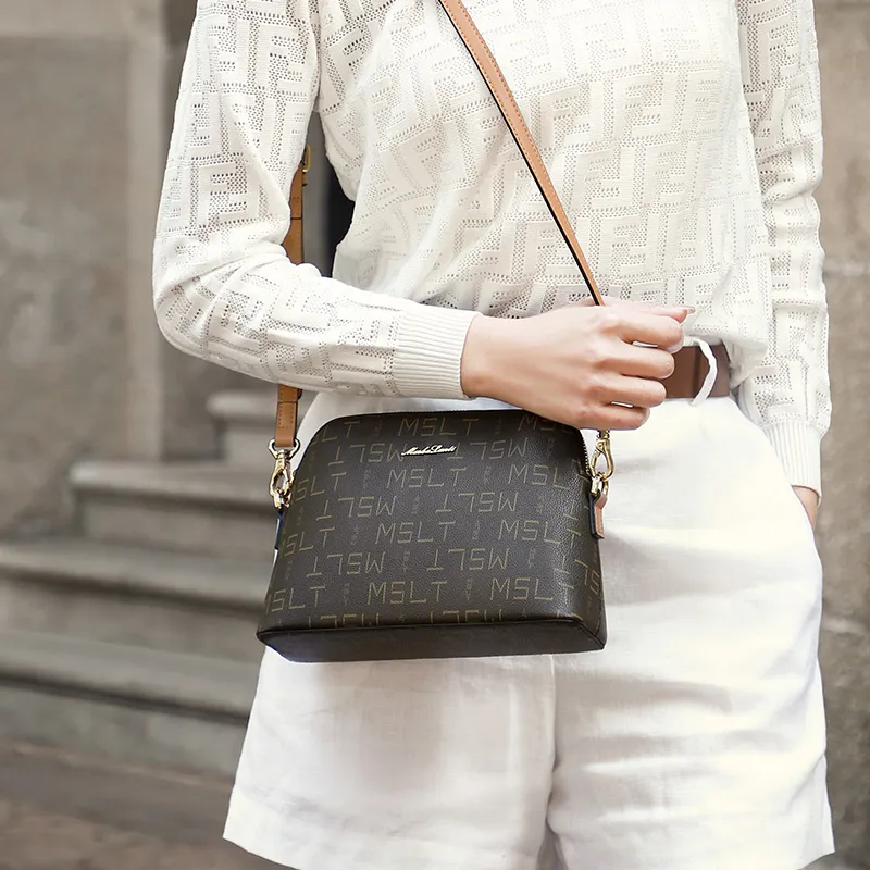 MashaLanti PVC Synthetic Leather Shoulder Bag, Crossbody Bag Women's Coffee & Tea Brown-2
