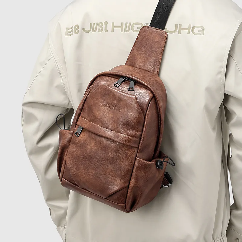 MashaLanti PU Casual Multifunction Large Capacity Commute Lightweight Small Bag Sling Bag Regular Men's Coffee-6