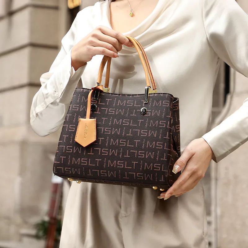 MashaLanti PVC Shoulder Bag Crossbody Bag Handbag Medium Size Women's Coffee & Apricot/Coffee & Red-2
