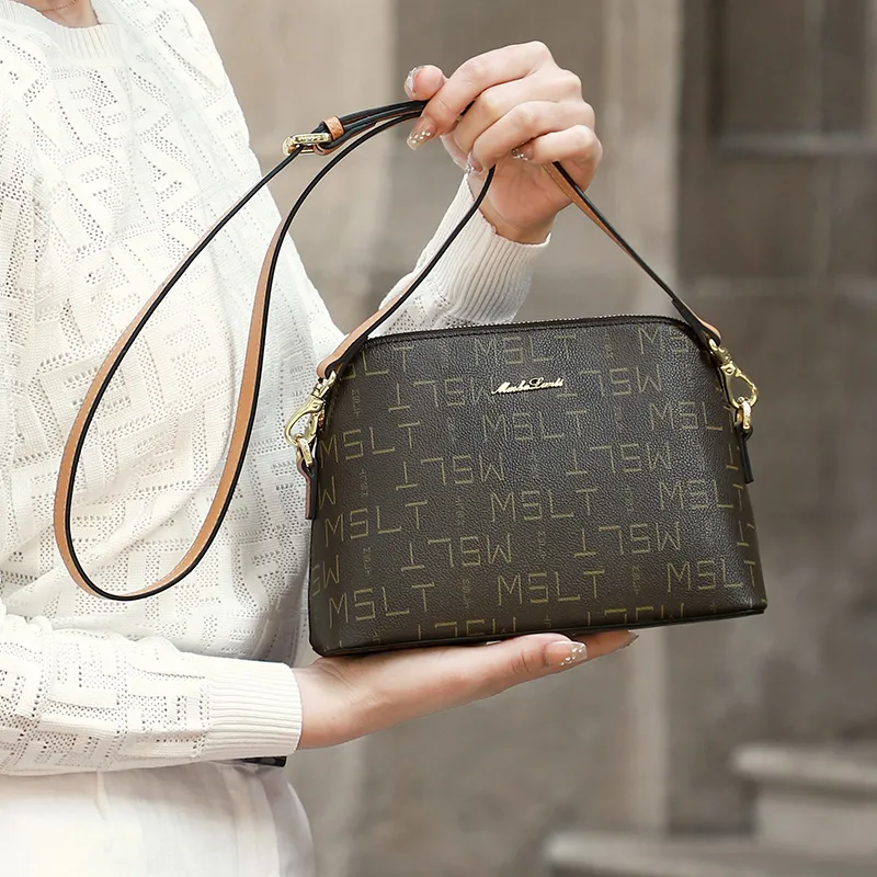 MashaLanti PVC Synthetic Leather Shoulder Bag, Crossbody Bag Women's Coffee & Tea Brown-5