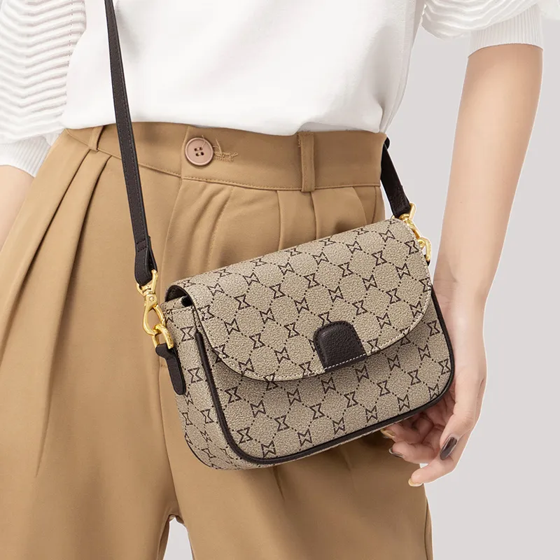 MashaLanti PVC Shoulder Bag Crossbody Bag Regular Unisex Coffee/Dark Brown & Apricot-4