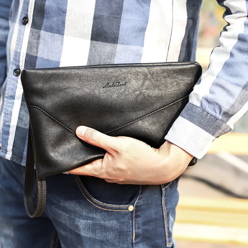 MashaLanti PU Envelope Bag Handbag Clutch Regular Men's Black-5