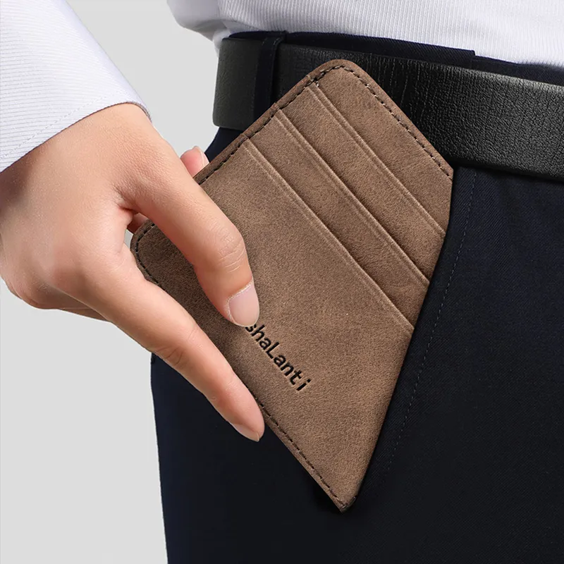 MashaLanti Microfiber Synthetic Leather Card Holder Regular Men's Coffee-5