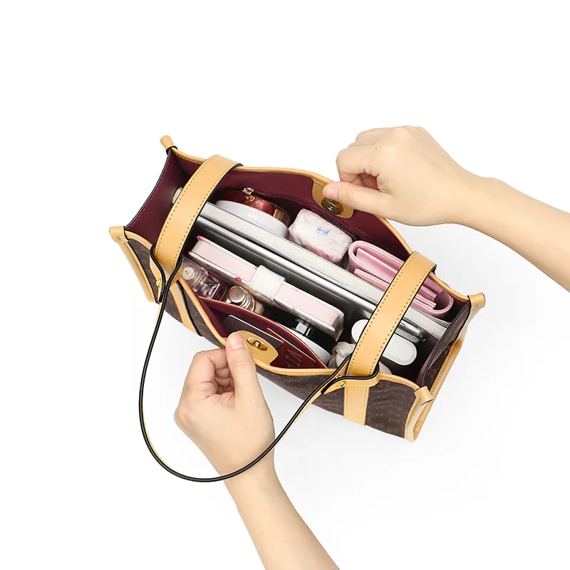 MashaLanti PVC And Synthetic Leather One Shoulder Handbags Regular Women's Dark Brown & Apricot-4