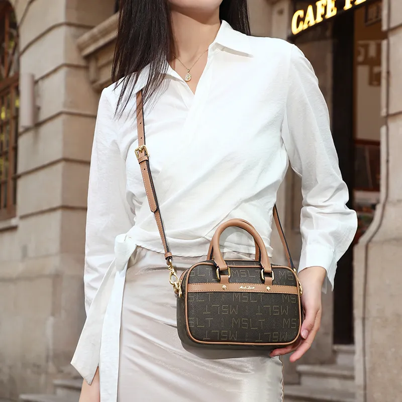 MashaLanti PVC Synthetic Leather Handbag, Crossbody Bag, Shoulder Bag Women's Coffee & Tea Brown-5