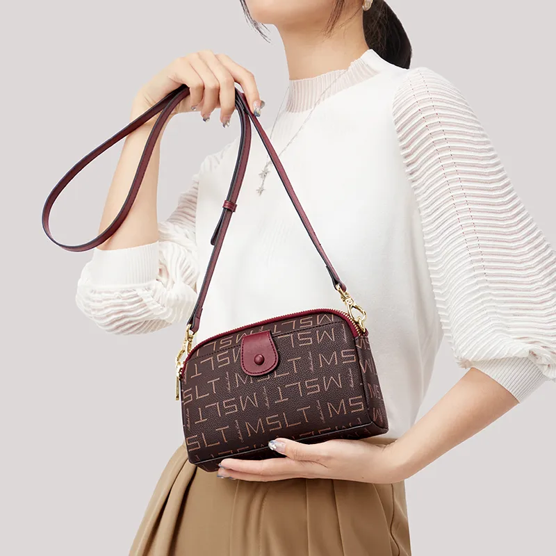 MashaLanti PVC Synthetic Leather Mom Bag Crossbody Bag Shoulder Bag Women's Burgundy-2