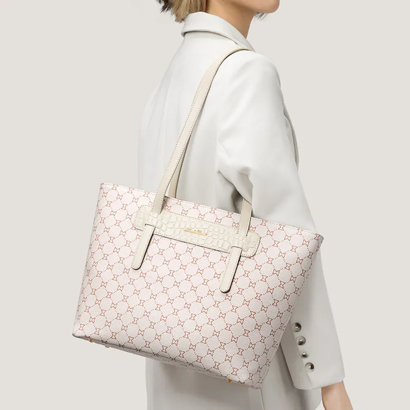 MashaLanti PVC Tote Bag Shoulder Bag Handbag Regular Women's Beige Pink/Dark Brown & Apricot-14
