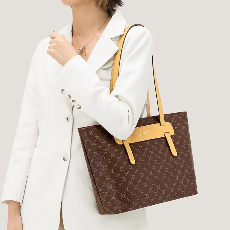 MashaLanti PVC Tote Bag Shoulder Bag Handbag Regular Women's Beige Pink/Dark Brown & Apricot-7
