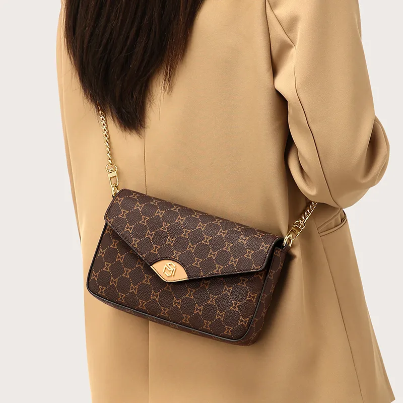 MashaLanti PVC Small Square Bag Underarm Shoulder Bag, Crossbody Bag Regular Women's Dark Brown-4
