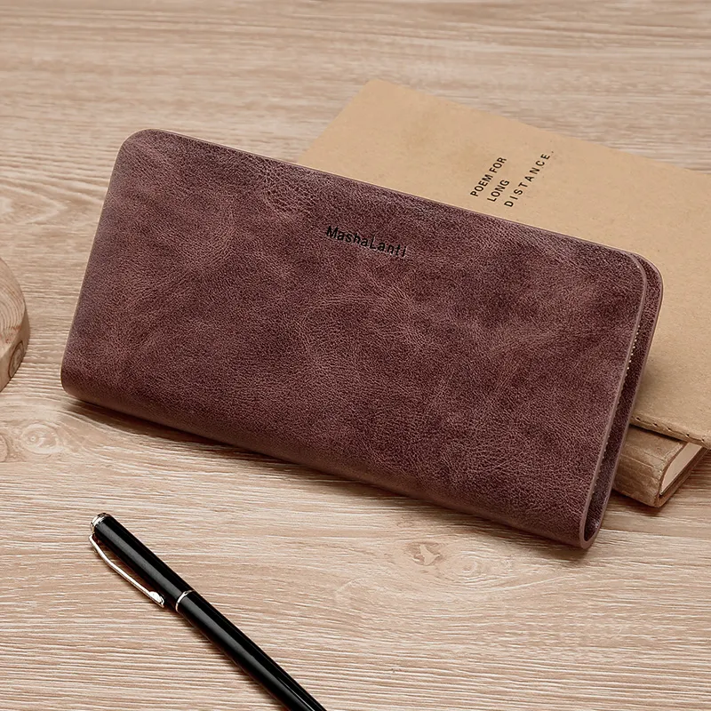 MashaLanti Microfiber Clutches Wallets Men's Vintage Coffee-3