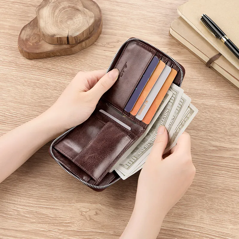 MashaLanti Synthetic Leather Coin Purse Card Holder Wallet Regular Men's Coffee-7