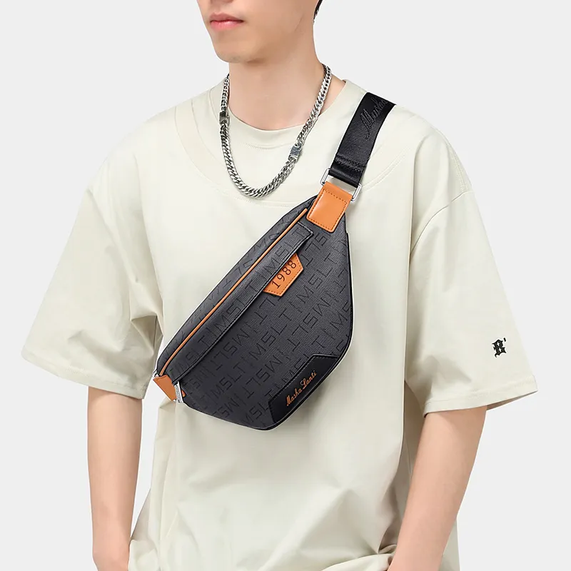 MashaLanti PVC With Synthetic Leather Fanny Pack Regular Men's Gray Blue-7