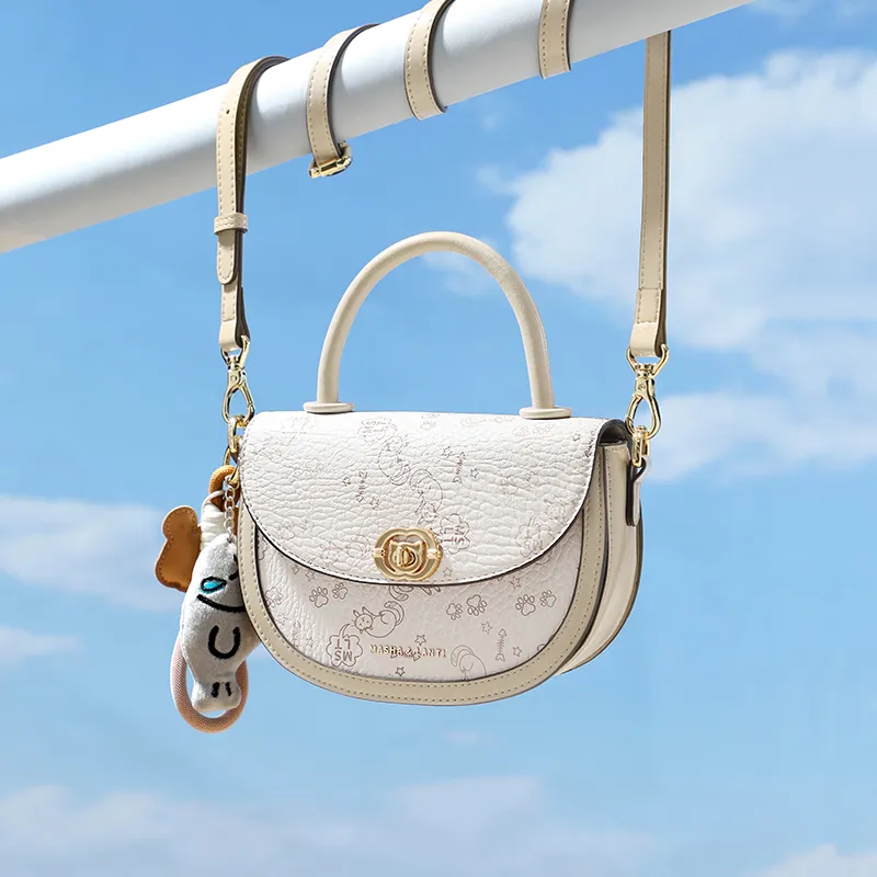MashaLanti PVC Saddle Bag, Shoulder Bag, Crossbody Bag, Handbag Women's Apricot-6