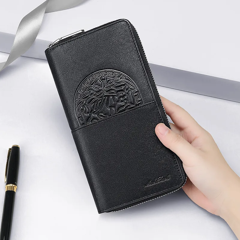 MashaLanti Top Grain Cow Leather Synthetic Leather Multiple Card Slots Card Holder Wallet Regular Men's Black-5