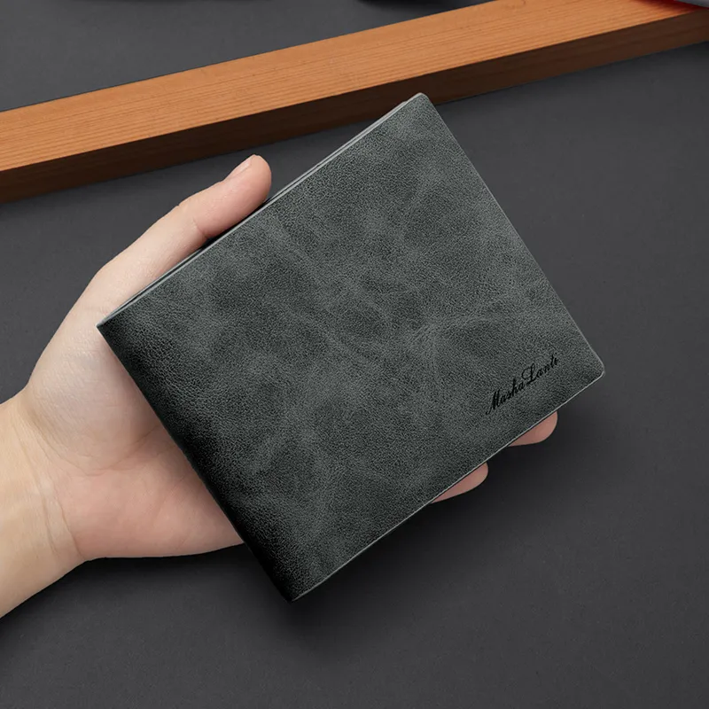 MashaLanti Synthetic Leather Coin Purses Wallets Men's Smoke Gray-4