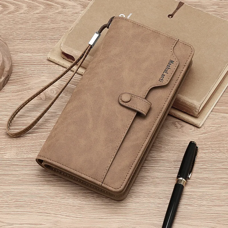 MashaLanti Synthetic Leather Practical Multiple Card Slots Wallet With Money Clip Men's Coffee-4