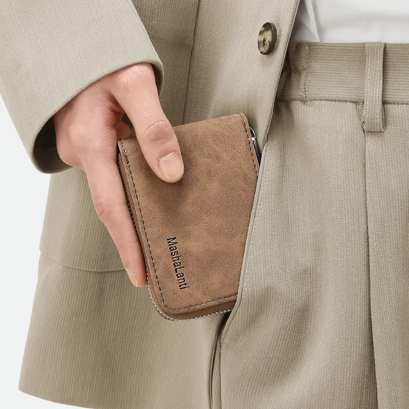 MashaLanti Microfiber Synthetic Leather Card Holder Regular Men's Coffee-5