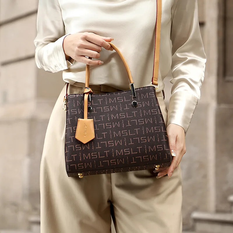 MashaLanti PVC Shoulder Bag Crossbody Bag Handbag Medium Size Women's Coffee & Apricot/Coffee & Red-4