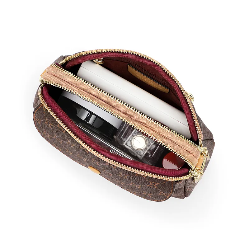 MashaLanti PVC With Synthetic Leather Small Square Bag Shoulder Bag Women's Dark Brown & Apricot/Coffee-3