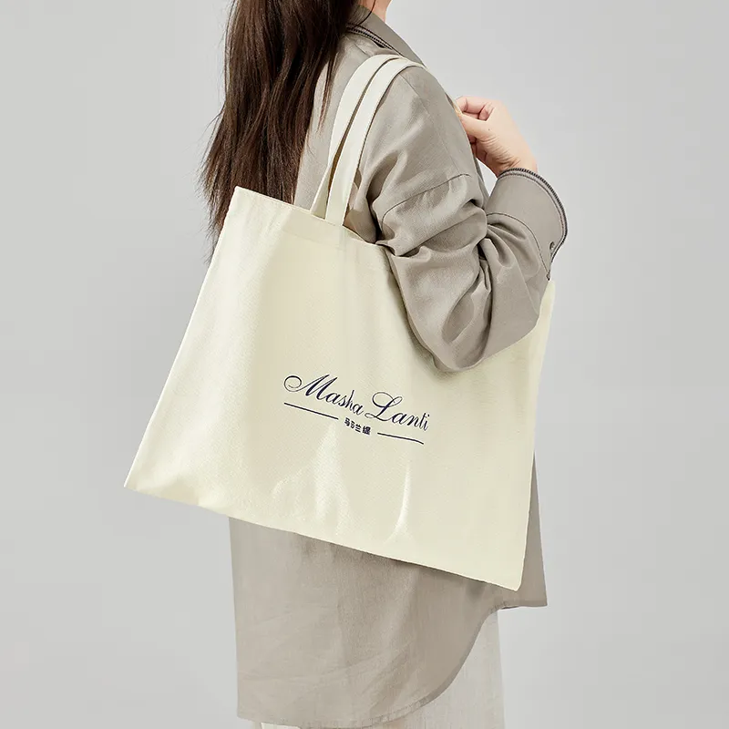 MashaLanti Polyester Cotton Blend Tote Bag, Shopping Bag, Handbag, Shoulder Bag Women's Ecru-3