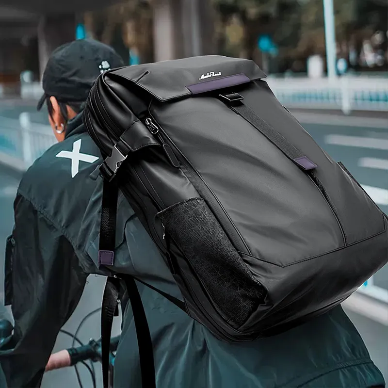 MashaLanti Synthetic Leather Backpack Large Size Men's Black-6