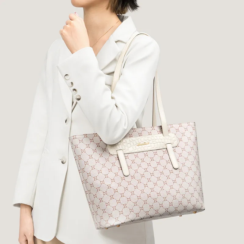 MashaLanti PVC Tote Bag Shoulder Bag Handbag Regular Women's Beige Pink/Dark Brown & Apricot-15