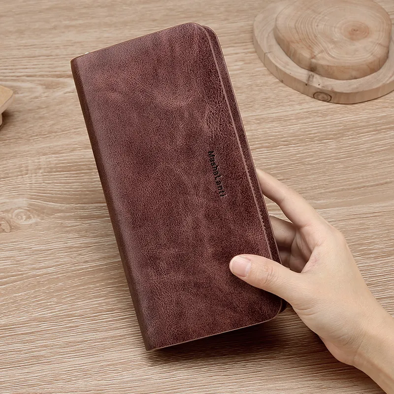 MashaLanti Microfiber Clutches Wallets Men's Vintage Coffee-5