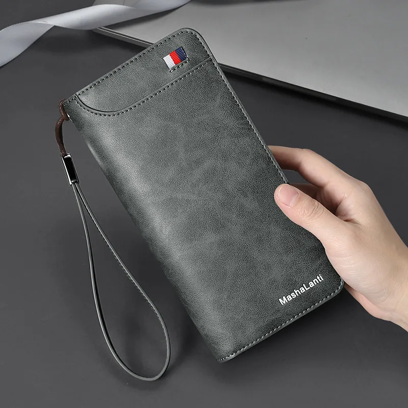 MashaLanti Microfiber Synthetic Leather Card Holder Wallet Men's Coffee-7
