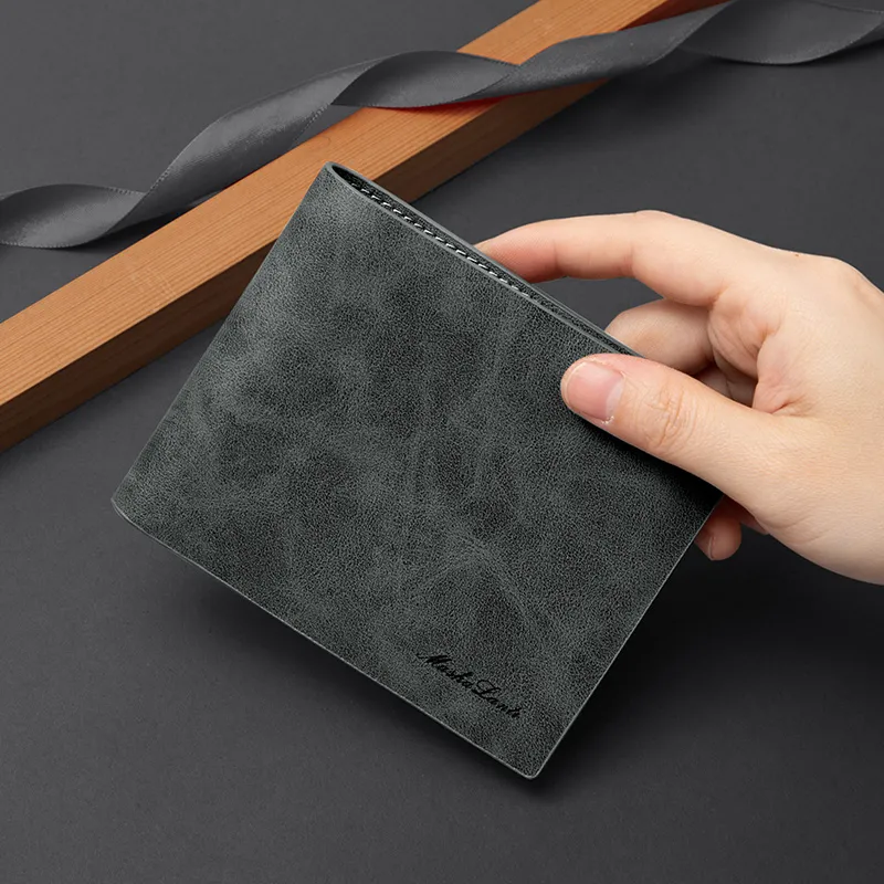 MashaLanti Synthetic Leather Coin Purses Wallets Men's Smoke Gray-5